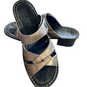 Josef Seibel slip on bronze leather casual sandals size 8.5